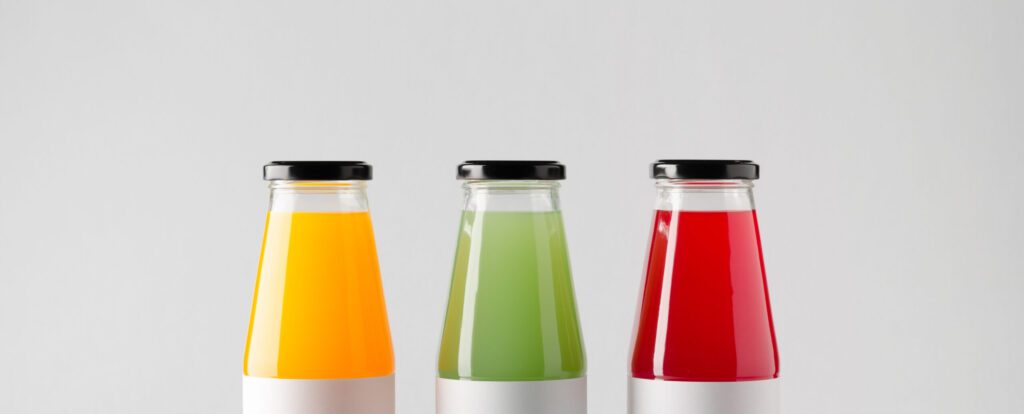 Juice,Bottle,Mock-up,-,Three,Bottles.,Blank,Label