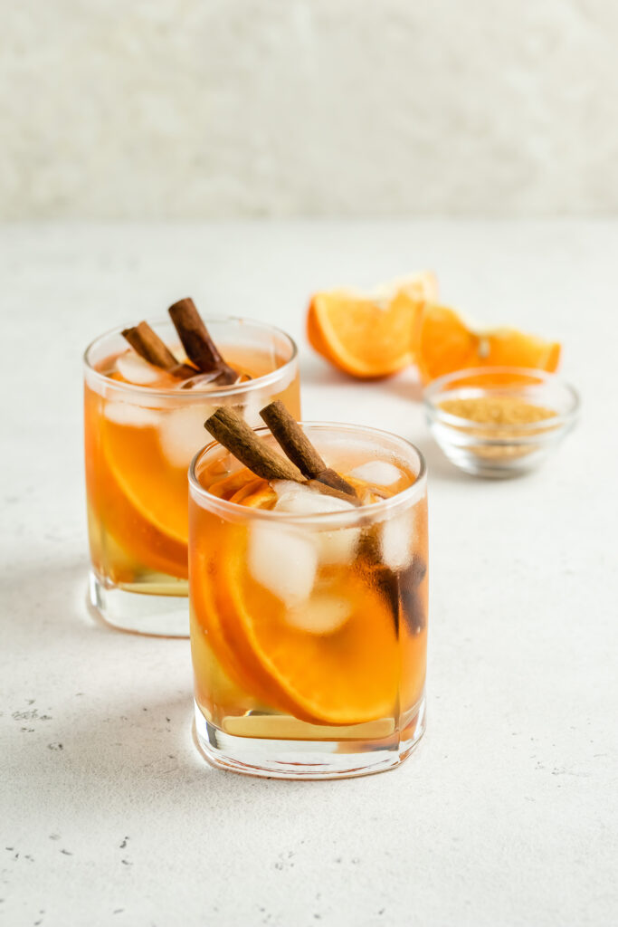 Orange Cinnamon Iced Tea In Glasses