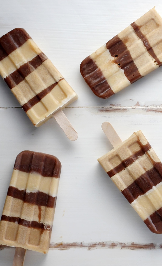 Striped vanilla and chocolate pops as an example of elevated foods