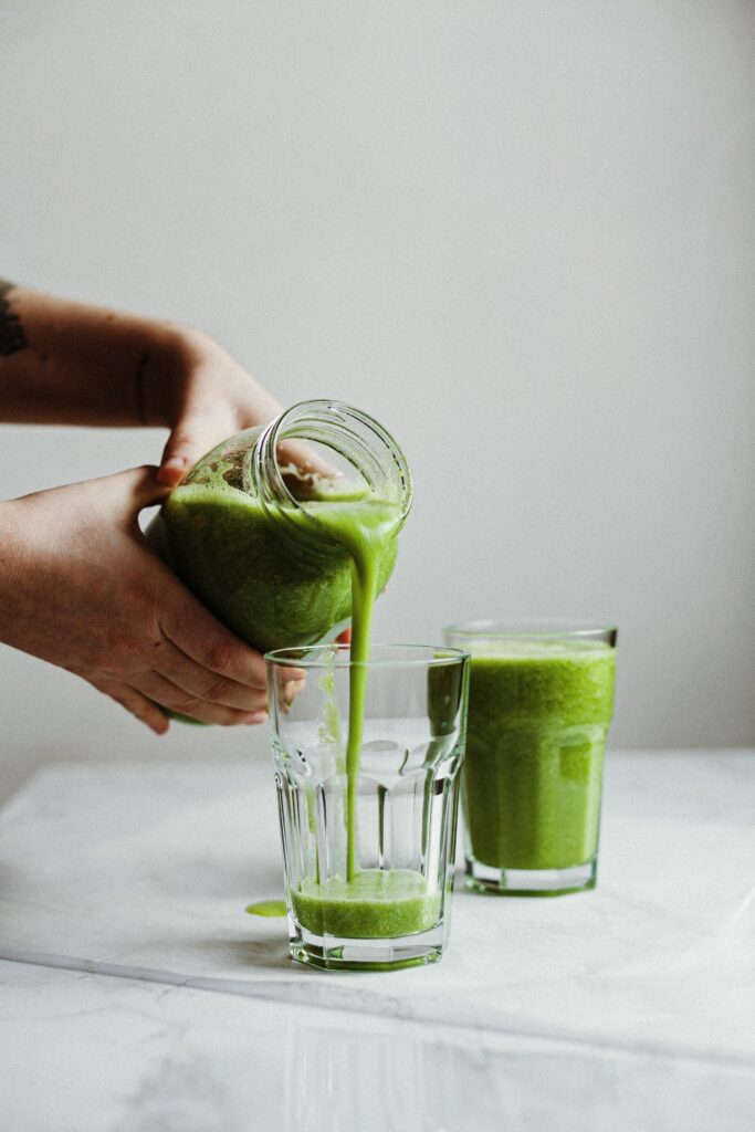 Flavors for protein powder mixed in a green drink